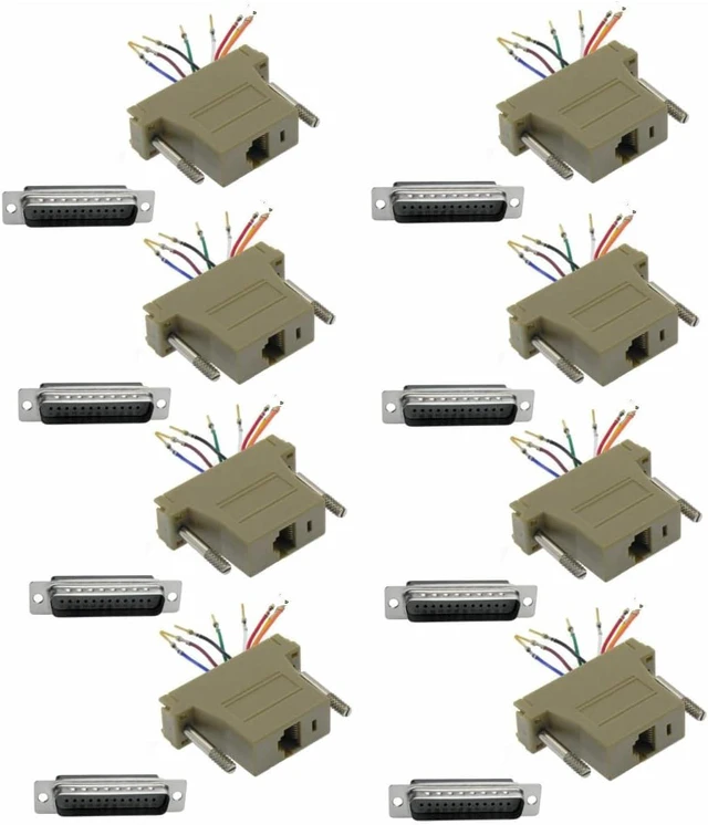 Main image of 8 Pcs db25 Male to rj45 Female Network 8p8c Adapter Converter Gold-pin Connector
