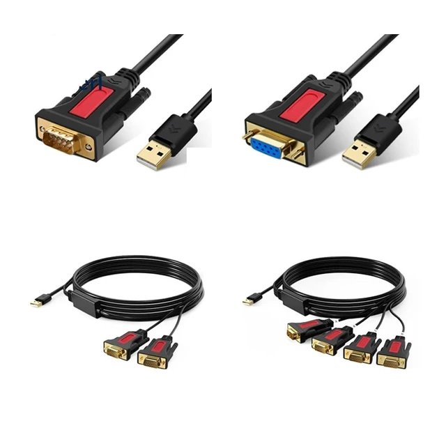 Alt view image 2 of 5 - USB A to 4 RS232 DB9 Serial (9-Pin) Adapter CordCompatible with OS, an/DRO/id, Linux(USB AM-DB9 M)