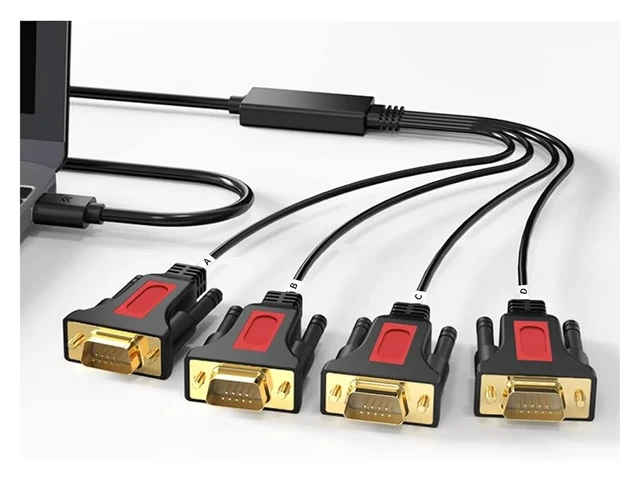 Alt view image 4 of 5 - USB A to 4 RS232 DB9 Serial (9-Pin) Adapter CordCompatible with OS, an/DRO/id, Linux(USB AM-DB9 M)