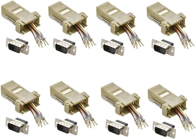Main image of 8X db9 Male to rj45 Female Network Modular Adapter Connector 8p8c Serial rs232