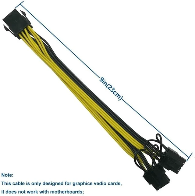 Alt view image 5 of 5 - 6pcs CPU 8 Pin Female to Dual PCIe 2X 8 Pin (6+2) Male Power Adapter Splitter Cable for Graphics Card BTC Miner 9-inch
