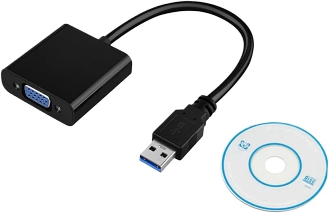 Alt view image 2 of 4 - USB to VGA Converter Projector Conversion Cable USB3.0 to Interface External Graphics Card Expansion Display Screen Data cab(BK)