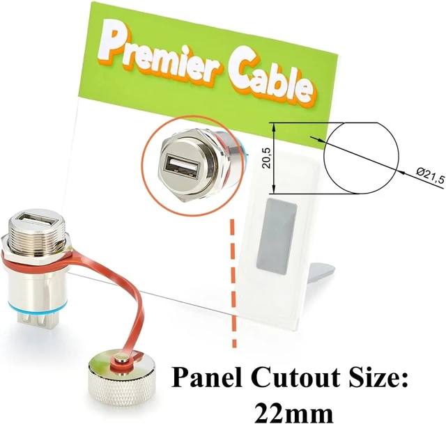 Alt view image 2 of 7 - IP67 Waterproof USB 2.0 Type-A Female to Female Panel Mount Coupler