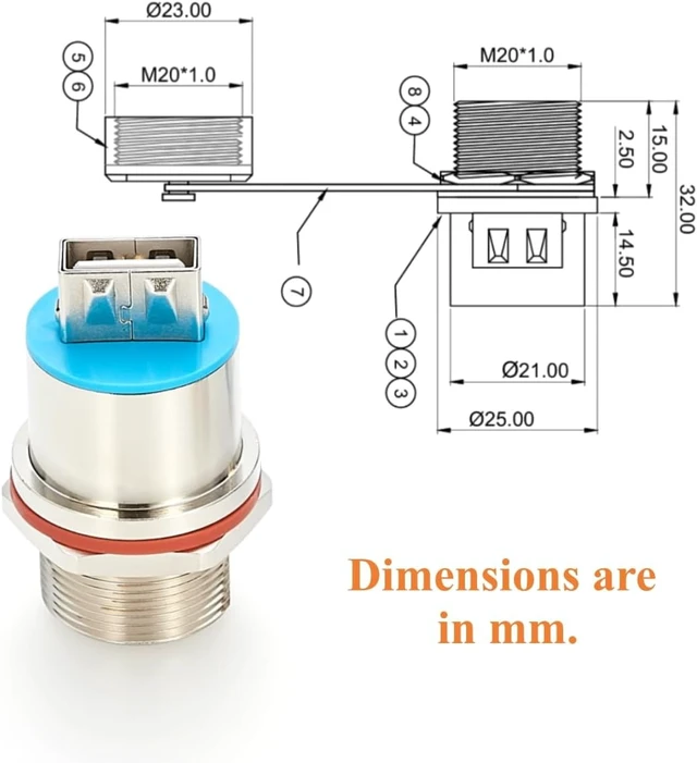 Alt view image 3 of 7 - IP67 Waterproof USB 2.0 Type-A Female to Female Panel Mount Coupler