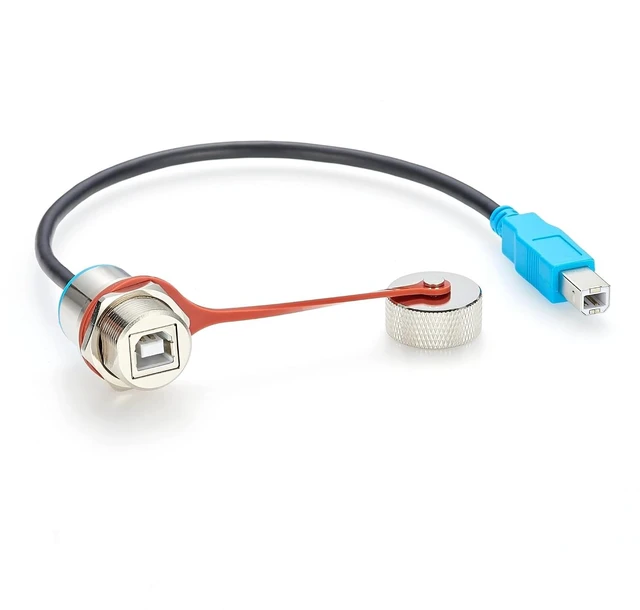 Main image of Waterproof USB 2.0 B Male to Female Panel Mount Extension Cable (0.3M/1FT)