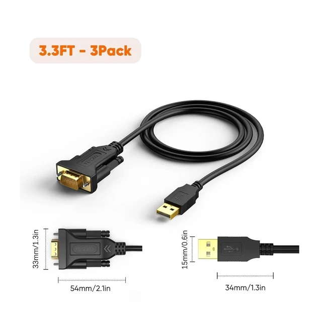 Alt view image 5 of 5 - Cord Creation USB to RS232 Male Cord, PL2303 Chip DB9 9 Pin Serial Adapter, Plated for 11/10/8/7, Linux(2m)