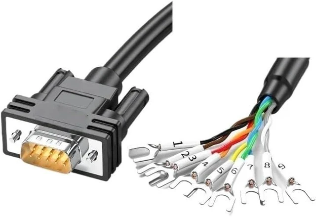Main image of DB9 DB15 DB25 Male Female Single Head Line with U-Shaped Terminal and Number Tube Industrial Shielded 24AWG 9/15/25 Pin PLC Wire(DB9-Male,0.5M)