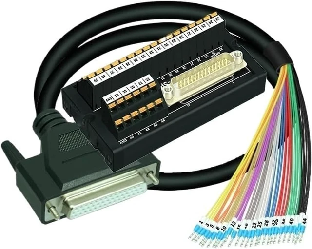 Alt view image 4 of 7 - Industrial Grade HDB44 Male and Female Identification Cable DB44 Extension Cord DB44 Rail Mount Terminal Block Board(Female 1M)