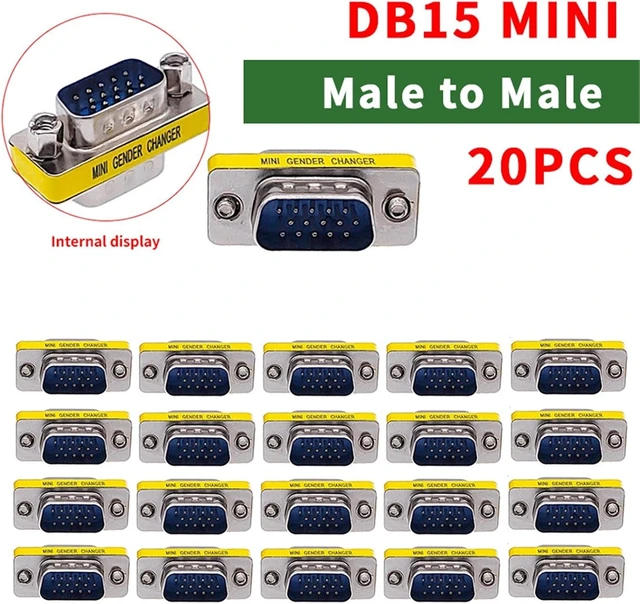 Alt view image 2 of 3 - 20Pcs Mini Data Cable Gender Changer DB9 DB15 VGA 15Pin Port Socket Convert Computer Accessories