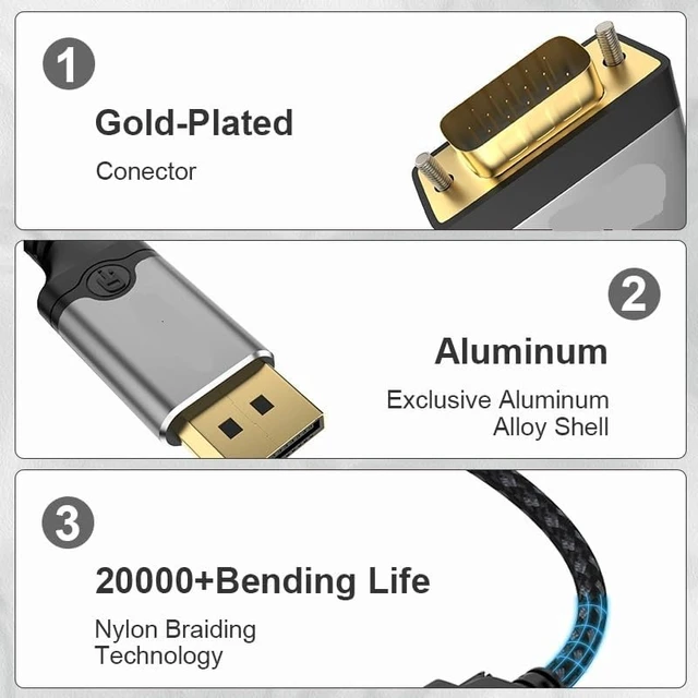 Alt view image 3 of 3 - HD 1080P Displayport to VGA Adapter Cable Male to Male DisplayPort DP VGA Converter Cable