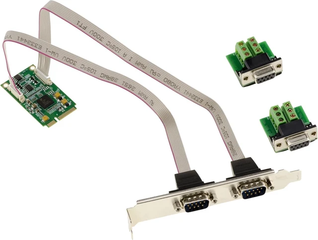 Main image of KALEA-INFORMATIQUE Mini PCI Express MiniPCIe 2 Port RS422 RS485 DB9 Serial Card with EXAR XR17V352 Chipset Supplied with Adapters for Wire to Wire Mount.
