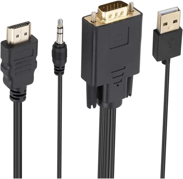 Main image of 1.8M V/GA to HDMI-Compatible Cord Converter with 3.5mm USB Power Supply 1080P to HDMI for PC TV Box Projector