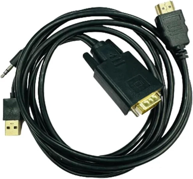 Alt view image 4 of 5 - 1.8M V/GA to HDMI-Compatible Cord Converter with 3.5mm USB Power Supply 1080P to HDMI for PC TV Box Projector
