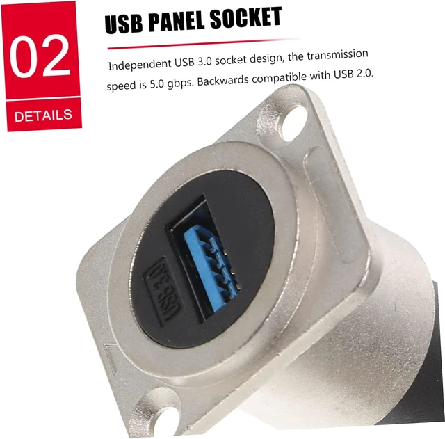 Alt view image 5 of 7 - 8pcs USB Panel Mount Coupler Flush Mount Connector Casting Uv Backward Compatible USB for Industrial Applications