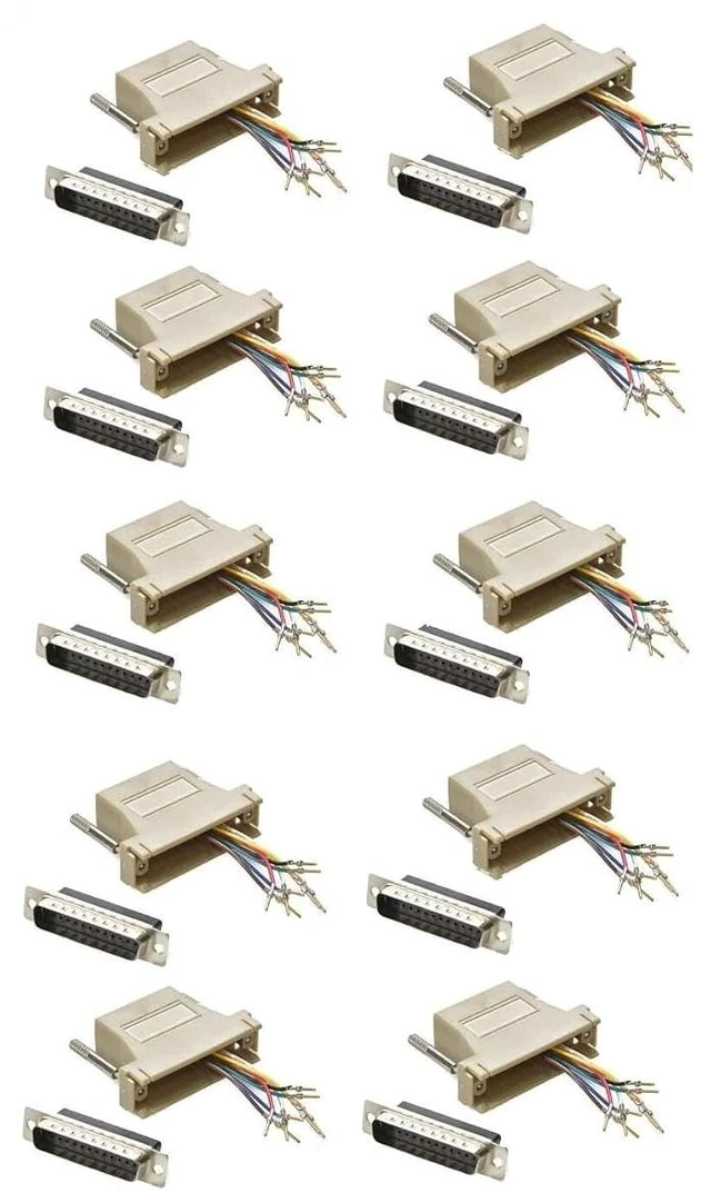 Main image of 10 Pack db25 Male Serial to rj45 Female Network Cat 8p8c 8wire Adapter Connector