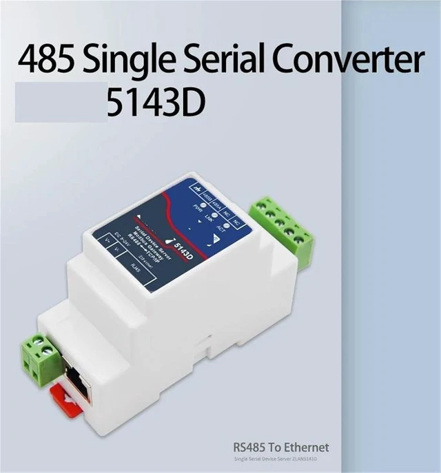 Alt view image 7 of 7 - 5143D DIN-Rail RS485 Serial Port to Ethernet Converter Server