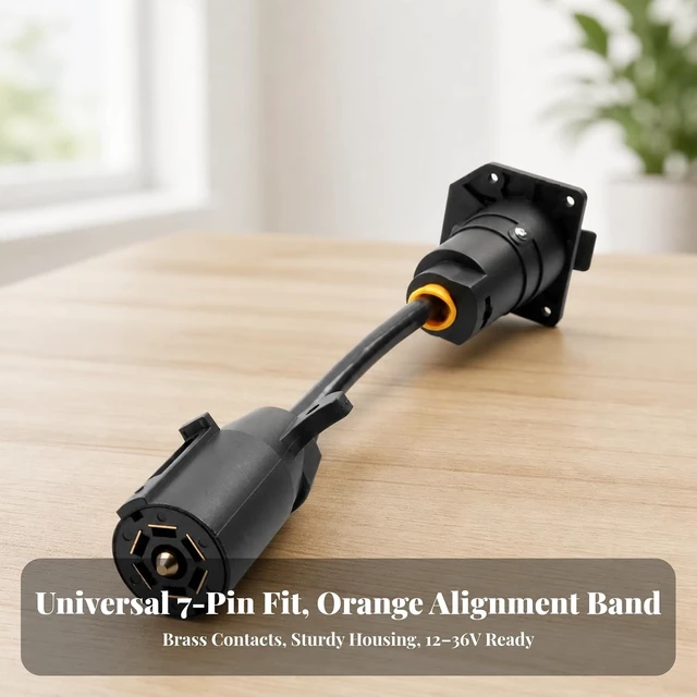 Alt view image 2 of 7 - Trailer Plug Adapter 7 Pin Male to Female Straight Through Bridge Connector with Brass Contacts and PVC Sheathed Wire for RV Towing Camera System Suitable for American Style Trailer