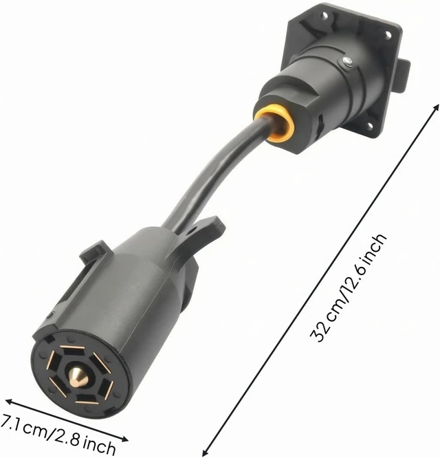 Alt view image 4 of 7 - Trailer Plug Adapter 7 Pin Male to Female Straight Through Bridge Connector with Brass Contacts and PVC Sheathed Wire for RV Towing Camera System Suitable for American Style Trailer