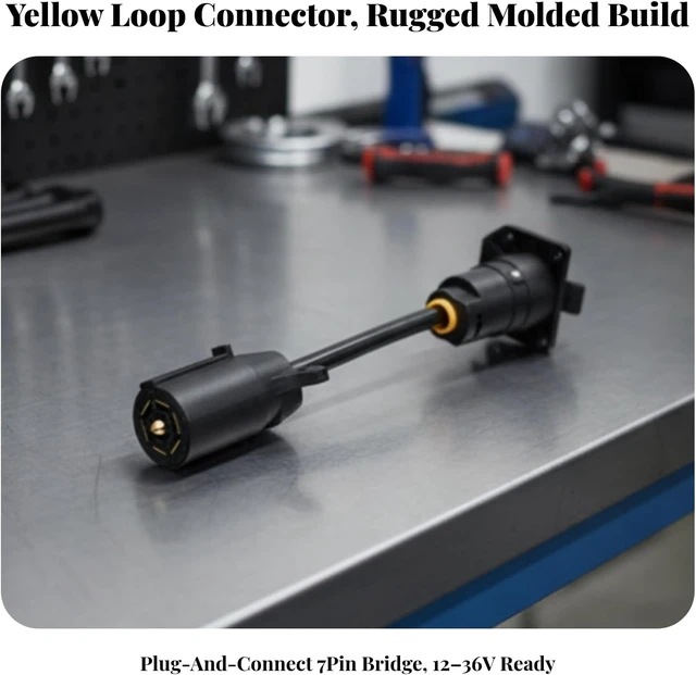 Alt view image 5 of 7 - Trailer Plug Adapter 7 Pin Male to Female Straight Through Bridge Connector with Brass Contacts and PVC Sheathed Wire for RV Towing Camera System Suitable for American Style Trailer