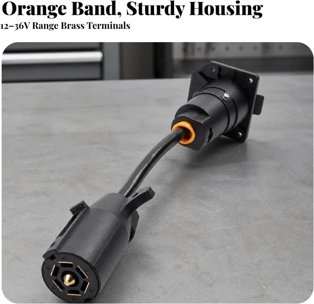 Alt view image 6 of 7 - Trailer Plug Adapter 7 Pin Male to Female Straight Through Bridge Connector with Brass Contacts and PVC Sheathed Wire for RV Towing Camera System Suitable for American Style Trailer