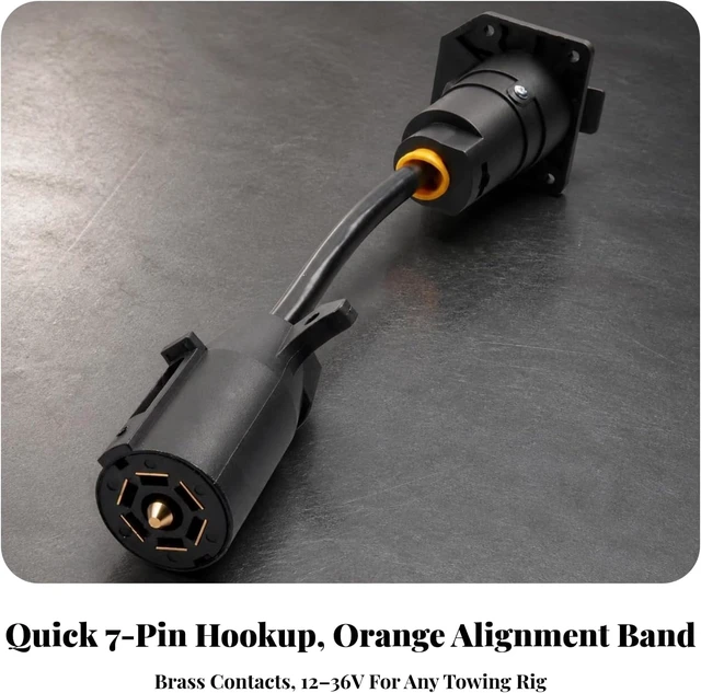 Alt view image 7 of 7 - Trailer Plug Adapter 7 Pin Male to Female Straight Through Bridge Connector with Brass Contacts and PVC Sheathed Wire for RV Towing Camera System Suitable for American Style Trailer