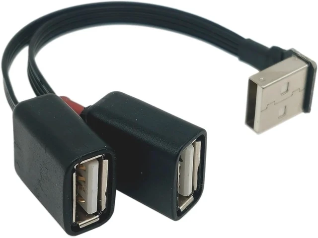 Alt view image 4 of 7 - USB 2.0 1 Plug Pair Dual Female Data hub Power Adapter Y Splitter charg*/ing Cable Extension Left and Right Online and(20CM,RI)