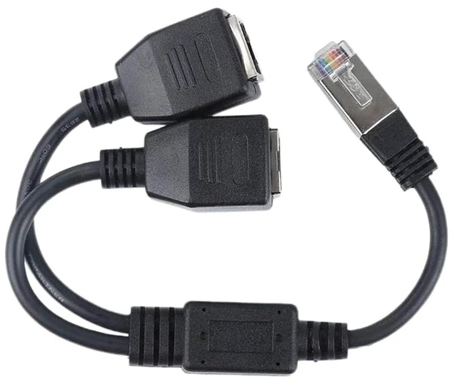 Main image of RJ45 1 Male to 2 Female Socket Port Ethernet Internet Network Splitter Y Adapter Extension Cable
