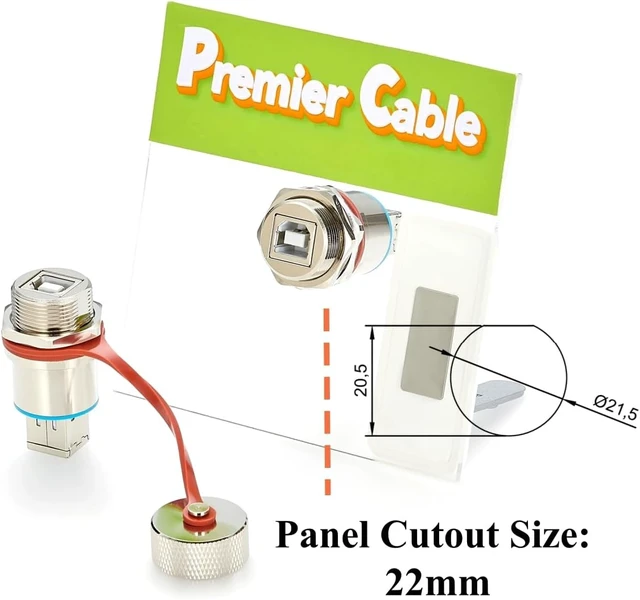 Alt view image 2 of 7 - Rugged IP67 Waterproof USB 2.0 Type-B Female to Female Panel Mount Coupler