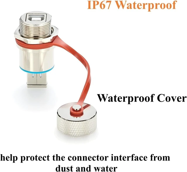 Alt view image 5 of 7 - Rugged IP67 Waterproof USB 2.0 Type-B Female to Female Panel Mount Coupler