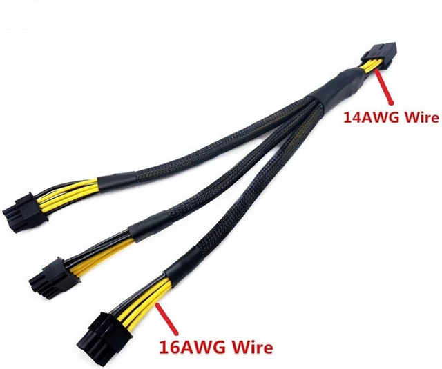 Alt view image 2 of 5 - 16AWG GPU PCIE 8Pin Female to 3 * 8Pin 6+2 Pin
