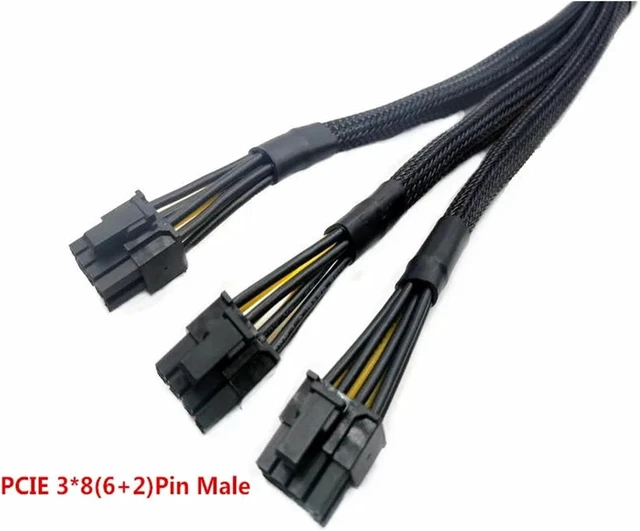 Alt view image 5 of 5 - 16AWG GPU PCIE 8Pin Female to 3 * 8Pin 6+2 Pin