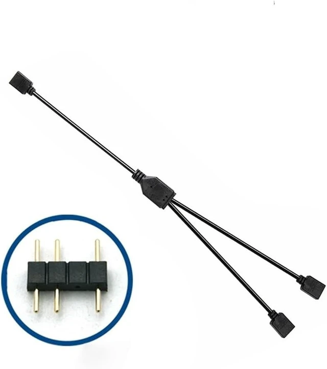 Alt view image 6 of 6 - 5V 3Pin 12V 4Pin ARGB Splitter Cable Adapter for Mainboards 30cm Length(5V 3Pin)