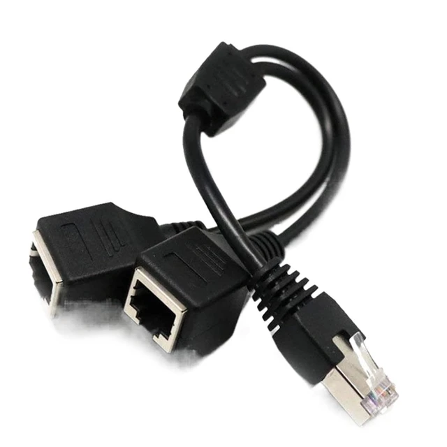 Alt view image 2 of 5 - RJ45 1 Male to 2 Female Socket Port LAN Ethernet Network Splitter Y Adapter Extension Cable