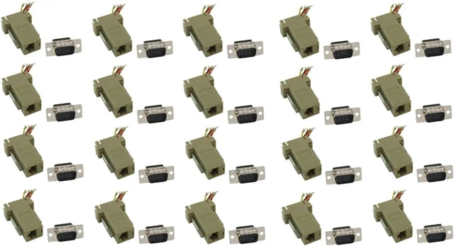 Main image of 20x db9 rs232 Serial Male to rj45 Female Network Modular Adapter Converter Ivory