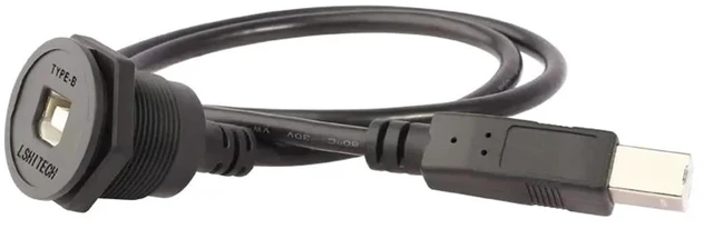 Main image of LB22 Front Panel Installation Type B Industry USB Connector Data Adapter Female Socket Extension Cable Wire Extender Charger M22(1m USB Type B,Plastic nut)