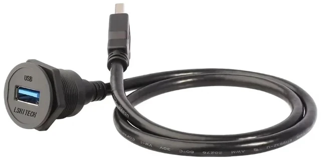 Main image of M22 0.1M 0.3 Meter 5M USB2.0 USB3.0 Extension Cable Adapter Panel Thread Rear Nut Lock USB Data Connector Waterproof Female Socket(0.1m USB3.0,Plastic Nut)