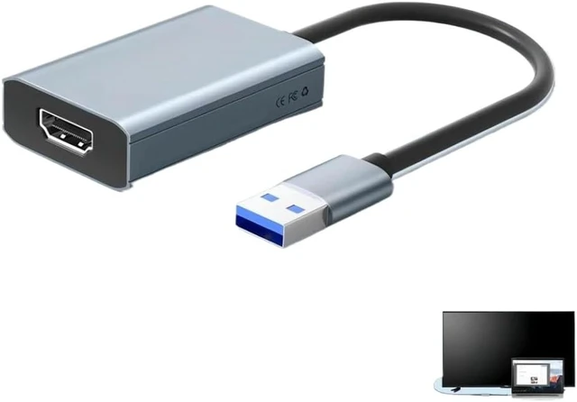 Alt view image 2 of 4 - DorkTees USB to HDMI Adapter 1080P USB Male to HDMI Female External Graphics Video Card Adapter Compatible with Computers