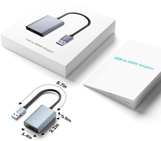 Alt view image 4 of 4 - DorkTees USB to HDMI Adapter 1080P USB Male to HDMI Female External Graphics Video Card Adapter Compatible with Computers