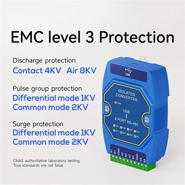 Alt view image 5 of 6 - USB to RS-485 Serial Port Converter 4 Serial Ports E810-U41C USB-C Interface High Protection 6M Rate Industrial Grade