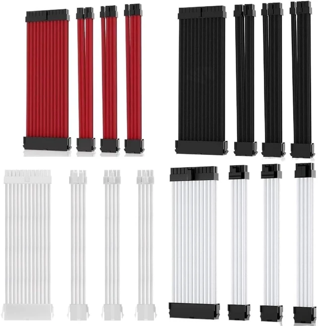 Alt view image 2 of 6 - 4 Colors 24 Pin ATX PSU Sleeved Extension Power Supply Cable Kit Connectors for ATX CPU GPU Modular Power Supply Unit(Type b)