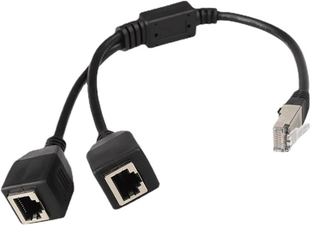 Main image of 1 PCS RJ45 Ethernet Extension Cable Patch Cord Network Adapter(2 in 1 B)