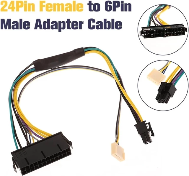 Alt view image 2 of 6 - 24Pin Female to 6Pin Male Power Adapter Supply Cable Connector