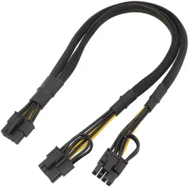 Alt view image 4 of 4 - 60cm GPU PCIE 8Pin to Dual 8(6+2) Pin Power Adapter Cable