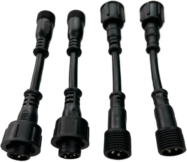 Alt view image 3 of 4 - 3-pin Male to 4-pin Female; 3-pin Female to 4-pin Male Adapter, Black Round 13 cm Wire, Suitable for WS2818/WS2815 Seed Pixel String(13.5mm 3 M to 4 F)