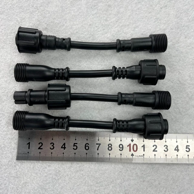 Alt view image 4 of 4 - 3-pin Male to 4-pin Female; 3-pin Female to 4-pin Male Adapter, Black Round 13 cm Wire, Suitable for WS2818/WS2815 Seed Pixel String(13.5mm 3 M to 4 F)