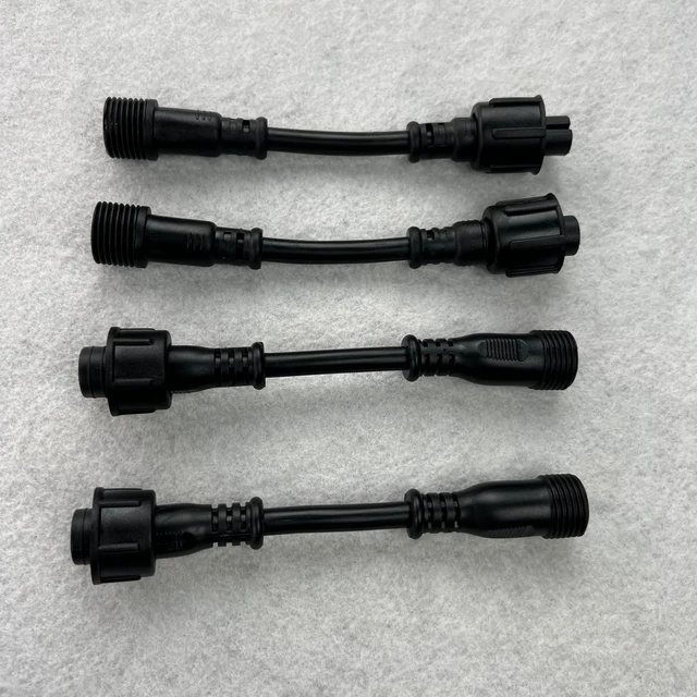 Alt view image 2 of 4 - 3-pin Male to 4-pin Female; 3-pin Female to 4-pin Male Adapter, Black Round 13 cm Wire, Suitable for WS2818/WS2815 Seed Pixel String(13.5mm 3 M to 4 F)