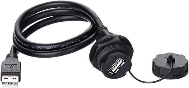 Main image of USB2.0 USB3.0 Panel Mount Socket Adapter Waterproof Female Socket Extension Cord Data Connector with 0.2m~0.5m Cable(USB2 M to F (0.2m))