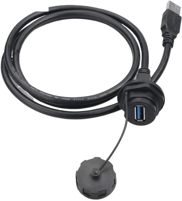 Alt view image 5 of 7 - USB2.0 USB3.0 Panel Mount Socket Adapter Waterproof Female Socket Extension Cord Data Connector with 0.2m~0.5m Cable(USB2 M to F (0.2m))