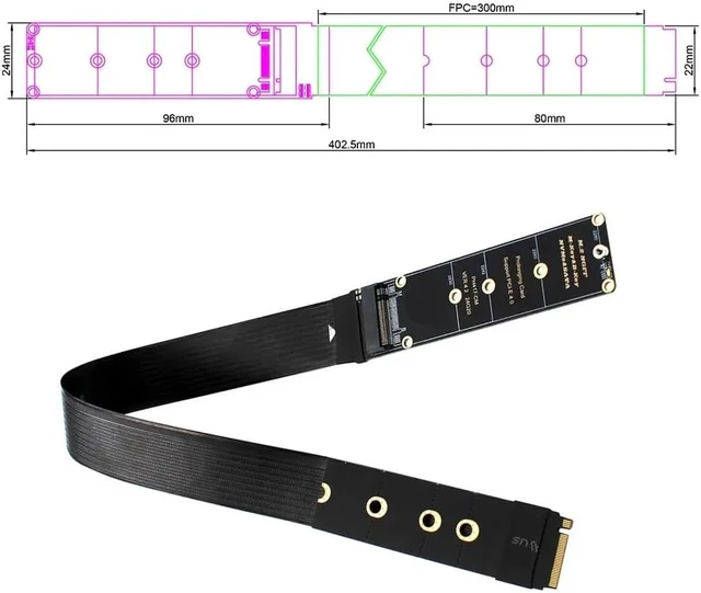 Alt view image 2 of 4 - M.2 Extension Cable Support PCle4.0 M.2 Extender Sol*/id Drive Riser Card for M.2 2230 2242 2260 2280 SSD(Model A)
