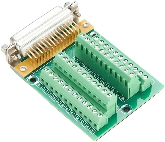 Alt view image 3 of 5 - DB44 Female Solderless Breakout Connector D-SUB 44 Pins 3 Row Screw Din Rail Mounting Terminal Block Adapter